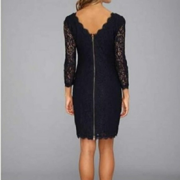 Cache Navy Blue Fitted Lace Mini Dress 0 - Picture 3 of 10